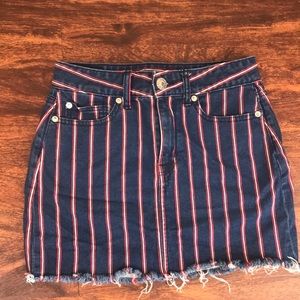 Hi-rise mini denim skirt